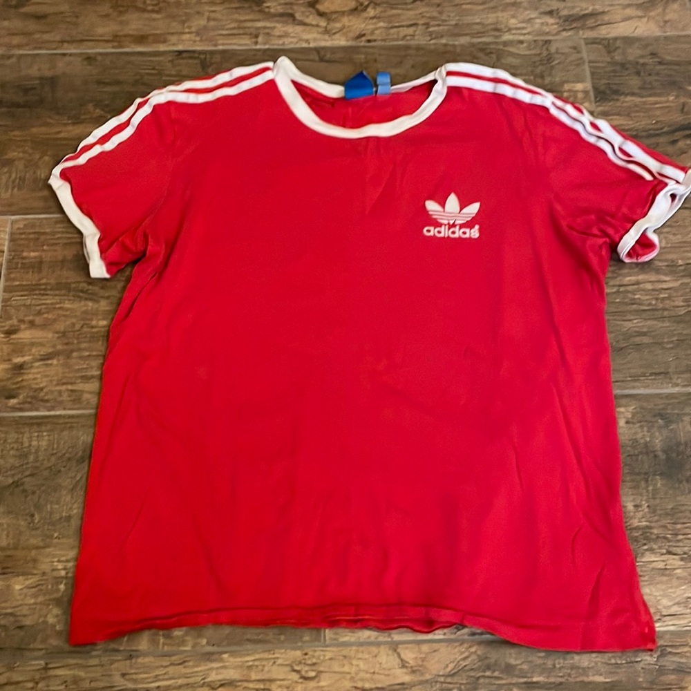 Adidas Red 3 Stripe Top
